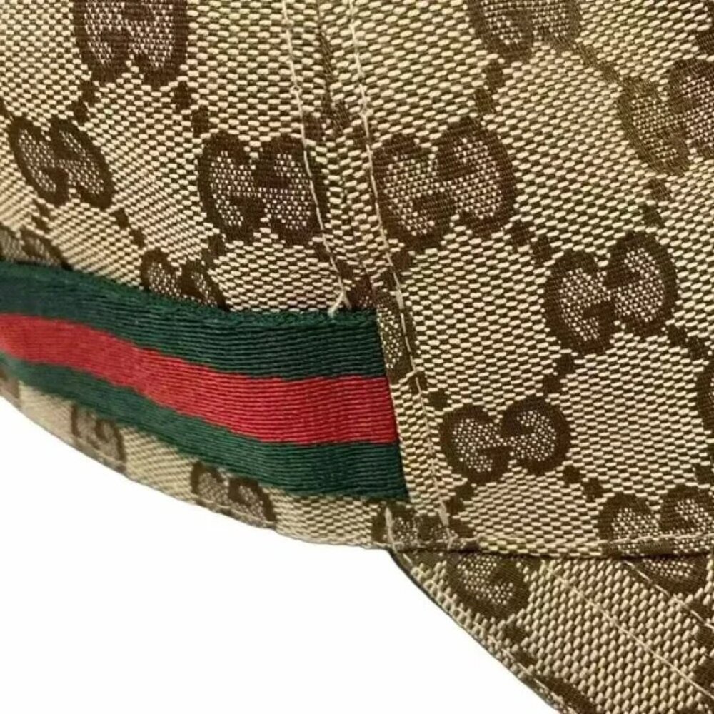 100% Authentic GUCCI Original GG Baseball Cap 200035 Beige Brown Multi Polyester - Picture 6 of 9